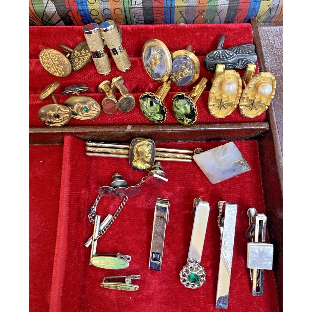 Vintage Mens Accessories Lot 18 PCs Cufflinks Tie Clips Hickok, Anson, Shields